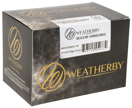 Weatherby Unprimed 280 Ackley Match-Grade Rifle Brass 50-Count