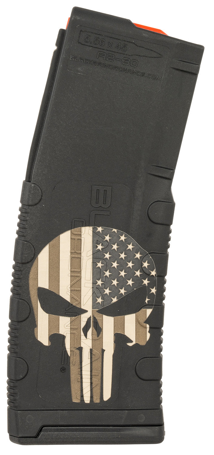 Black Rain Ordnance MAG30PUNISHW/FLAG 30-Round 223 Rem/5.56 NATO AR-15 Magazine Punisher American Flag Engraving