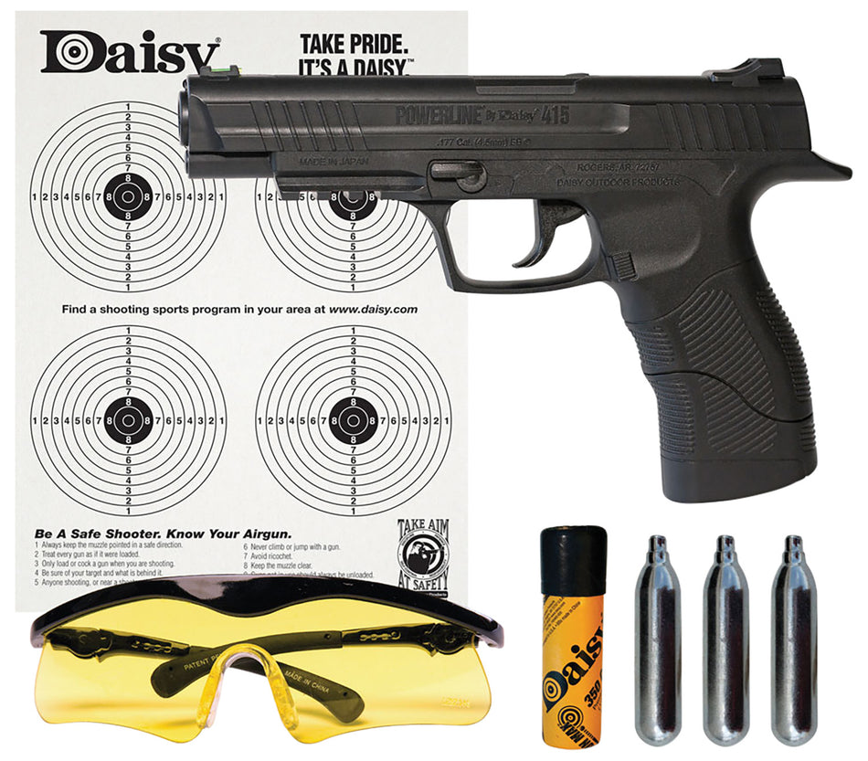 Daisy Powerline 415 CO2 BB Pistol Kit .177 Cal 21+1 Semi-Auto with Ammo & Glasses