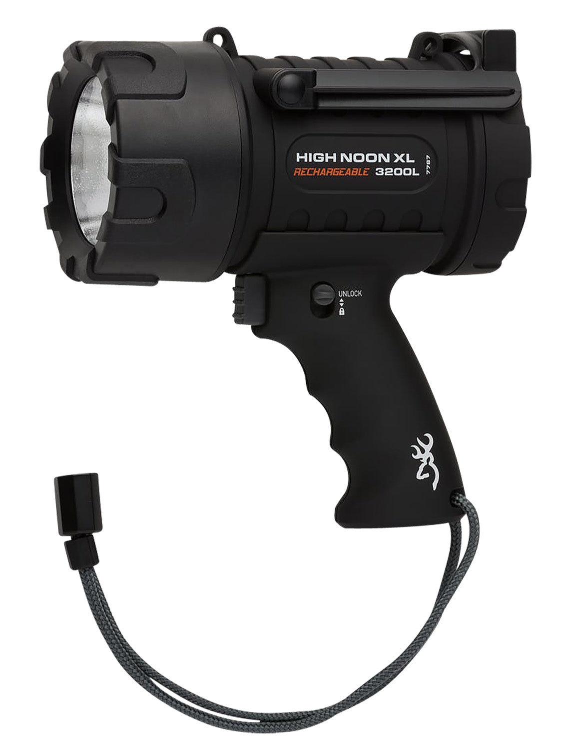 Browning 3717787 High Noon XL USB Rechargeable Spotlight Black 100-3200 Lumens White LED Polymer