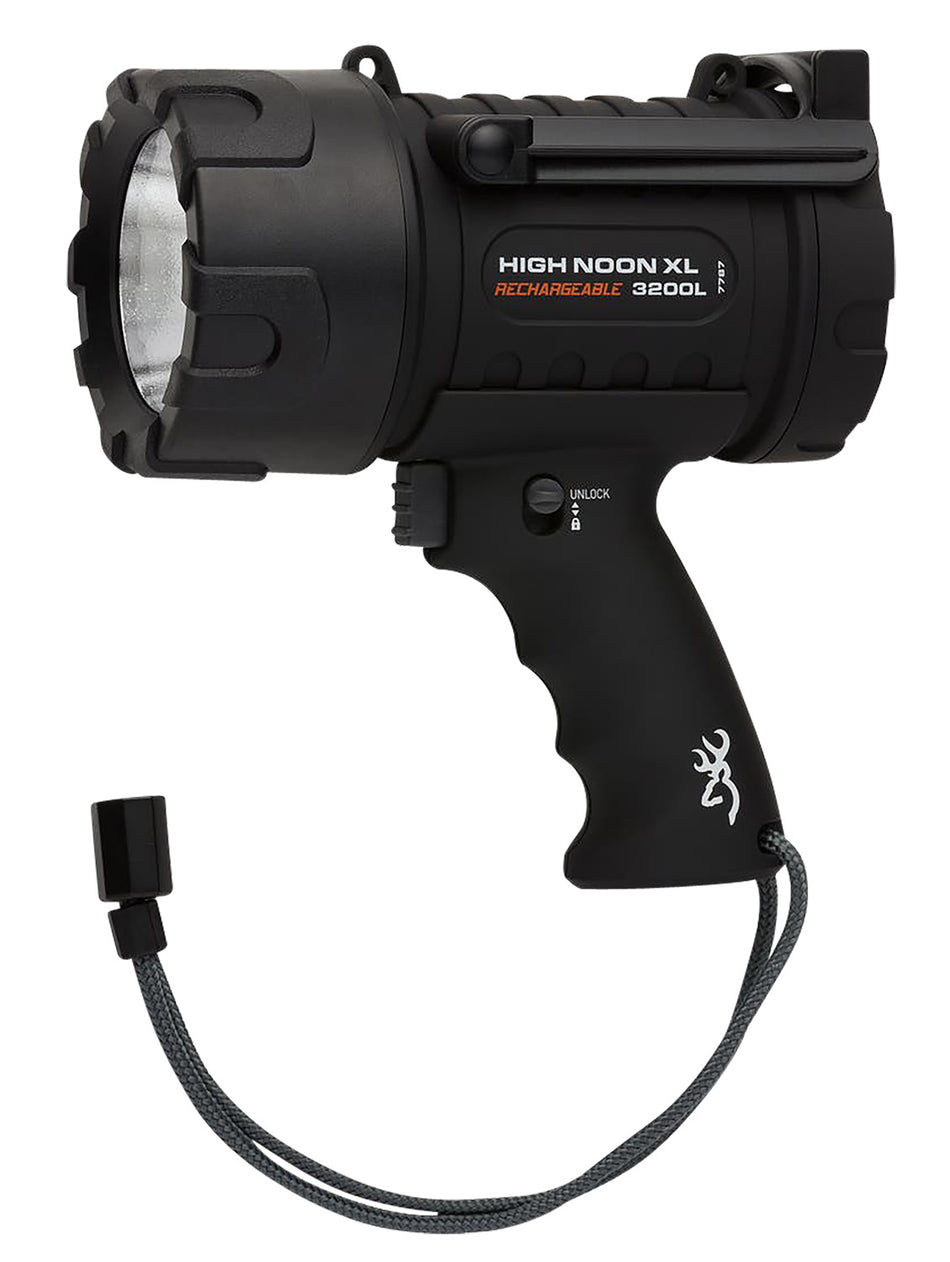 Browning 3717787 High Noon XL USB Rechargeable Spotlight Black 100-3200 Lumens White LED Polymer