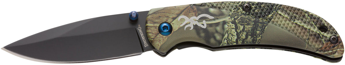 Browning Prism 3 EDC Folding Knife 2.38" Black Oxide 7Cr17MoV Blade Camo Anodized Aluminum Handle w/Clip