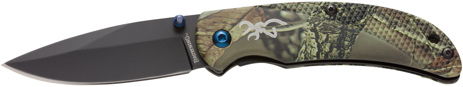 Browning Prism 3 EDC Folding Knife 2.38" Black Oxide 7Cr17MoV Blade Camo Anodized Aluminum Handle w/Clip