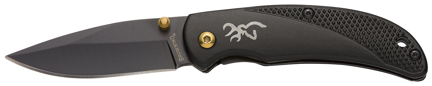 Browning Prism 3 EDC Folding Knife 2.38" Black Oxide 7Cr17MoV Blade Black Anodized Aluminum Handle w/Clip