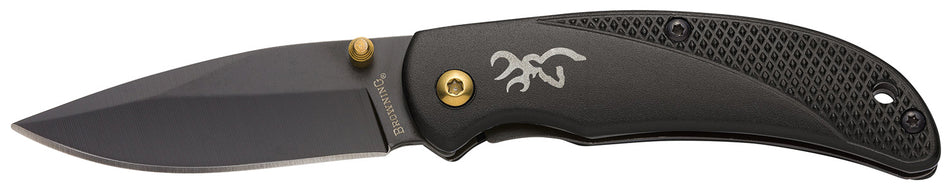 Browning Prism 3 EDC Folding Knife 2.38" Black Oxide 7Cr17MoV Blade Black Anodized Aluminum Handle w/Clip