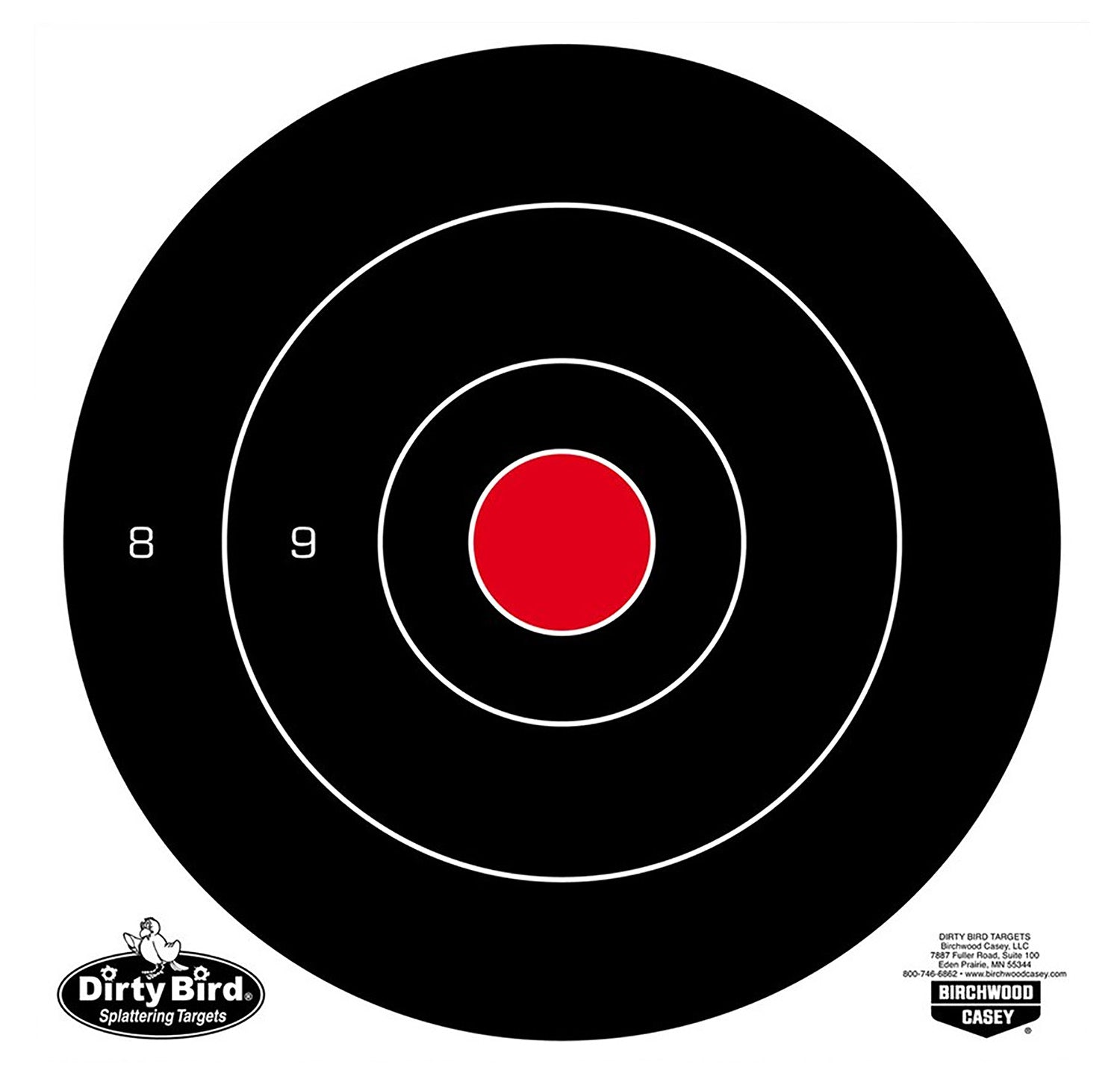 Birchwood Casey Dirty Bird 8" Bullseye Tagboard Target Black/White 25 Pack Hanging