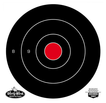 Birchwood Casey Dirty Bird 8" Bullseye Tagboard Target Black/White 25 Pack Hanging