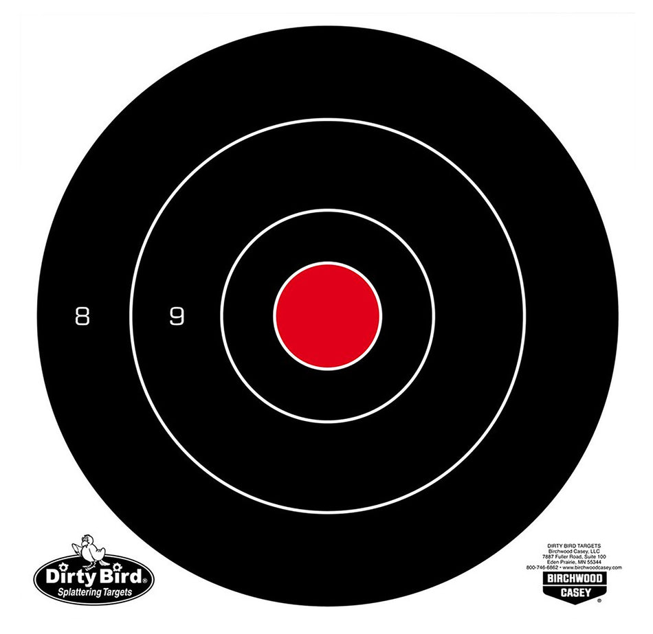 Birchwood Casey Dirty Bird 8" Bullseye Tagboard Target Black/White 25 Pack Hanging