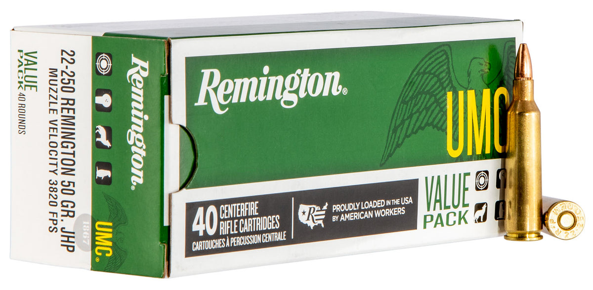 Remington 23783 UMC Value Pack Jacketed Hollow Point JHP 50 Grain .22-250 Remington