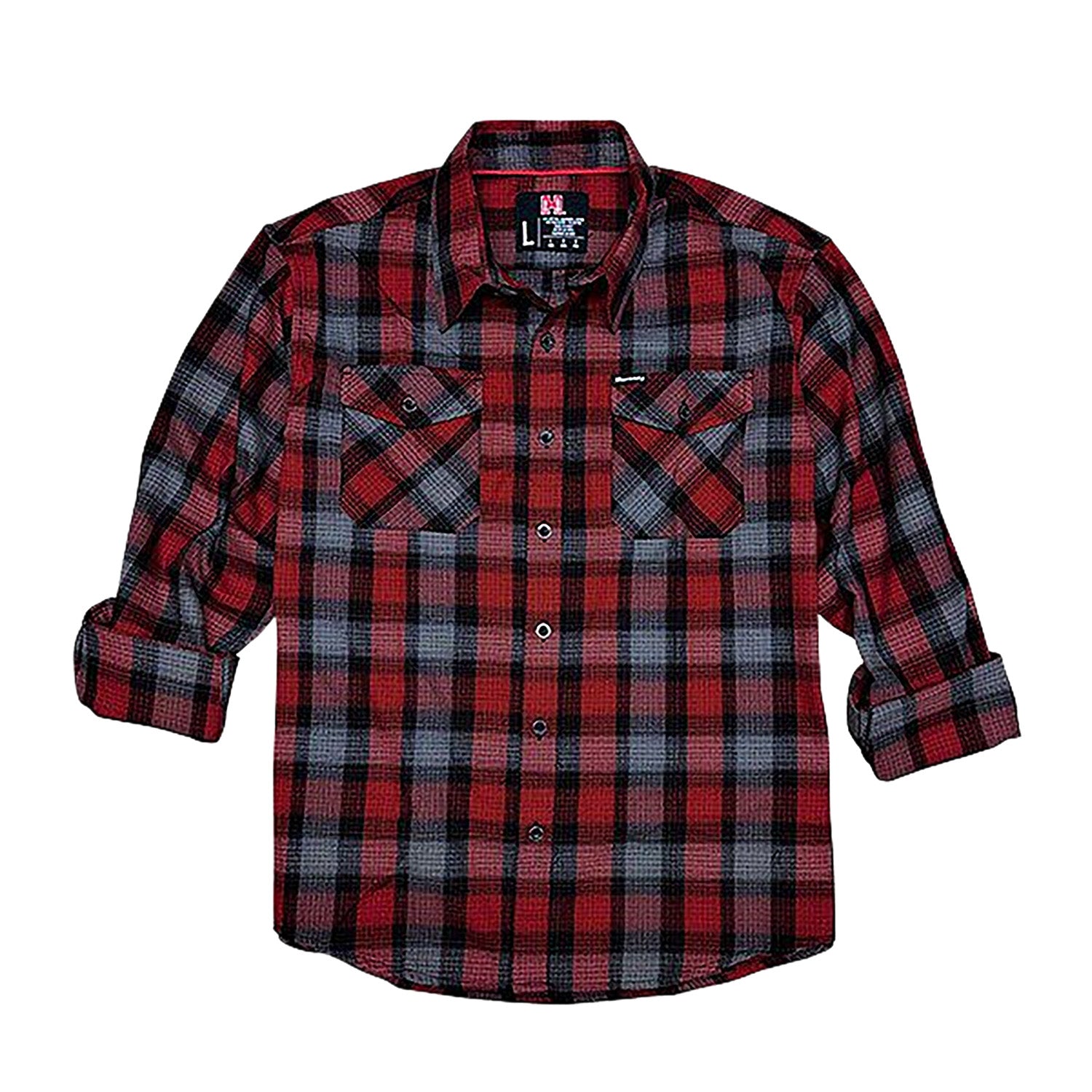 Hornady Gear Flannel Shirt 2XL Red/Black/Gray Cotton/Polyester Relaxed Fit Button Up