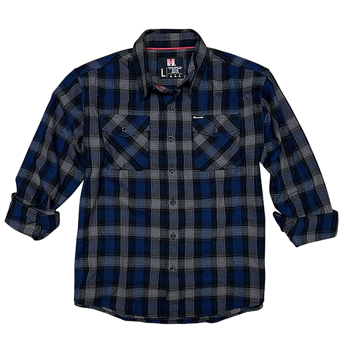 Hornady Gear Flannel Shirt XL Navy/Black/Gray Cotton/Polyester Relaxed Fit Button Up
