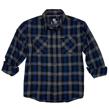 Hornady Gear Flannel Shirt 3XL Navy/Black/Gray Cotton/Polyester Relaxed Fit Button Up