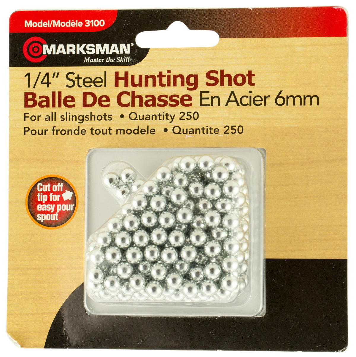 Marksman 3100 1/4 Inch Steel Slingshot Shot 250 Per Box