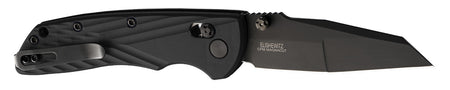 Hogue Deka 3.25" Folding Wharncliffe Knife, Black Cerakote CPM MagnaCut Blade, Black Crosshatch GRN Handle with Pocket Clip
