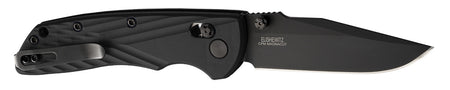 Hogue Deka 3.25" Folding Clip Point Knife, Black Cerakote CPM MagnaCut Blade, Black Crosshatch GRN Handle with Pocket Clip