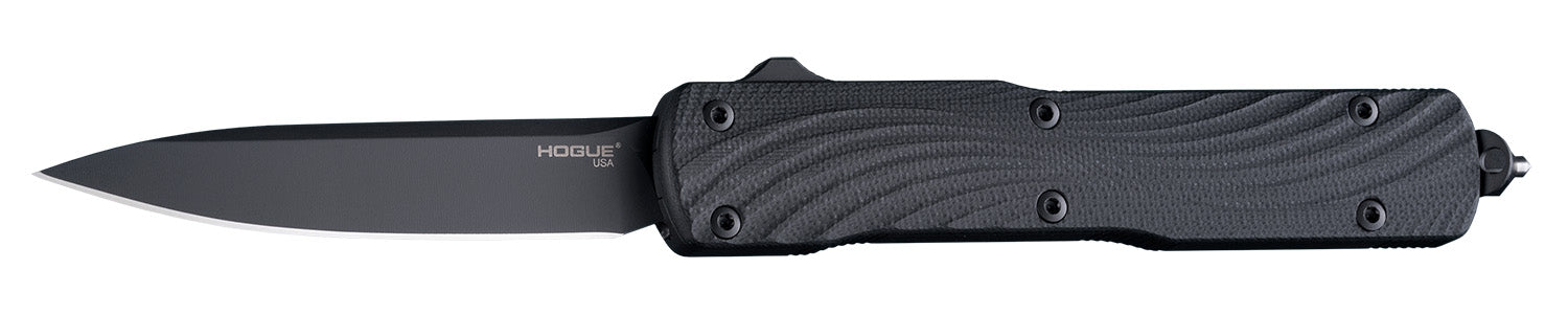 Hogue Counterstrike 3.35" OTF Drop Point Knife, Black PVD CPM 20V Blade, Aluminum/G10 Handle with Glass Breaker