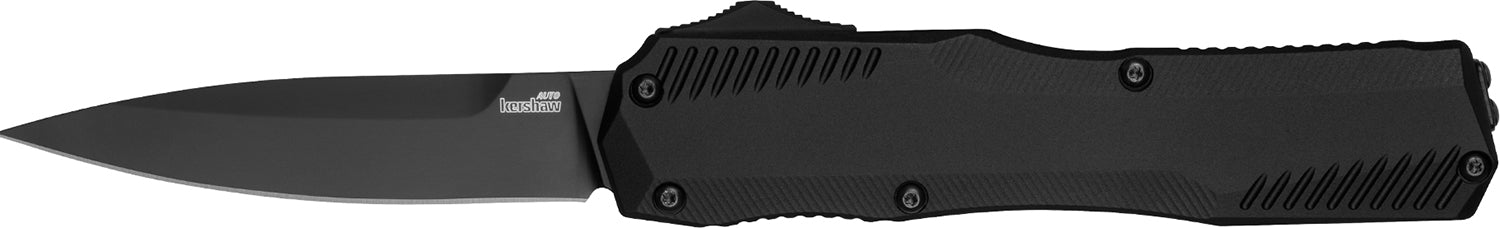 Kershaw 9000BLK Livewire Automatic 3.30" OTF Spear Point Plain Black DLC CPM MagnaCut Blade, Black Anodized Aluminum Handle & Pocket Clip