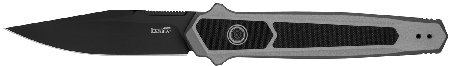 Kershaw 7951 Launch 17 Automatic 3.50" Folding Clip Point Plain Black Cerakote S35VN Blade, Gray Anodized Aluminum w/Black G10 Inlays Handle & Pocket Clip