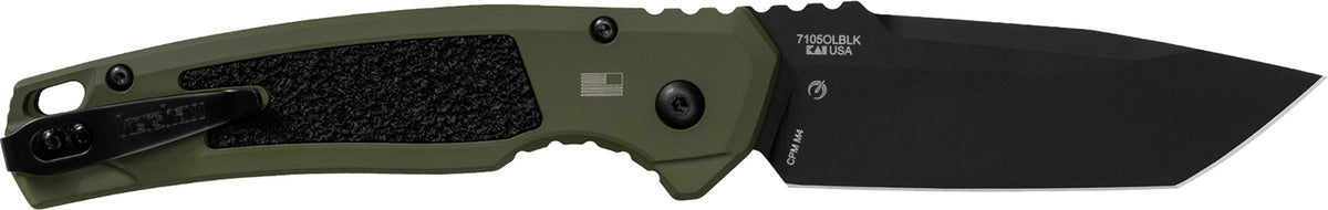 Kershaw Launch 16 Automatic Folding Knife 3.45" Tanto Black Cerakote CPM M4 Blade, Olive Cerakote Aluminum Handle with Pocket Clip