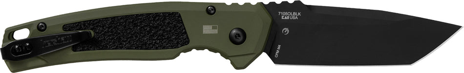Kershaw Launch 16 Automatic Folding Knife 3.45" Tanto Black Cerakote CPM M4 Blade, Olive Cerakote Aluminum Handle with Pocket Clip