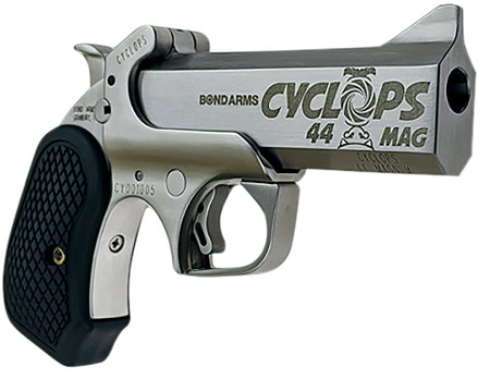 Bond Arms BACYP Cyclops Big Bore 44 Mag 1rd 4.25" Stainless Steel w/Engraved Barrel, Matte Stainless Frame, Black Extended B6 Resin Grip