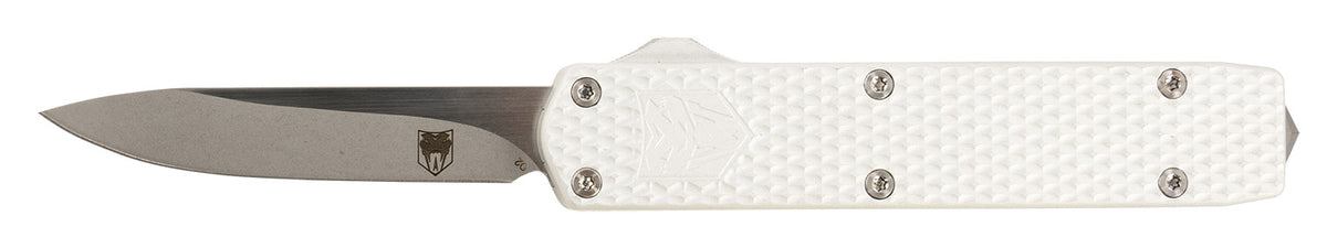 CobraTec Mini Mamba Gen II OTF 2.25" Stonewashed D2 Blade Silver Anodized Aluminum Handle w/ Glass Breaker