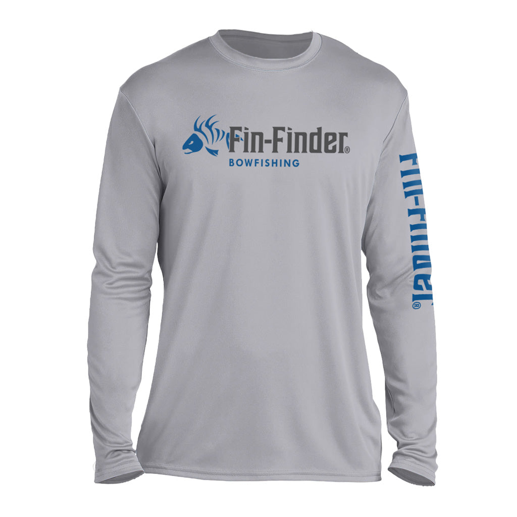 Fin Finder Skulls Performance Long Sleeve Shirt Grey X-Large UPF 50