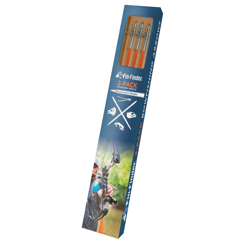 Fin Finder Raider Pro Bowfishing Arrow with Slide Orange Kraken 3-Barb Points 3-Pack
