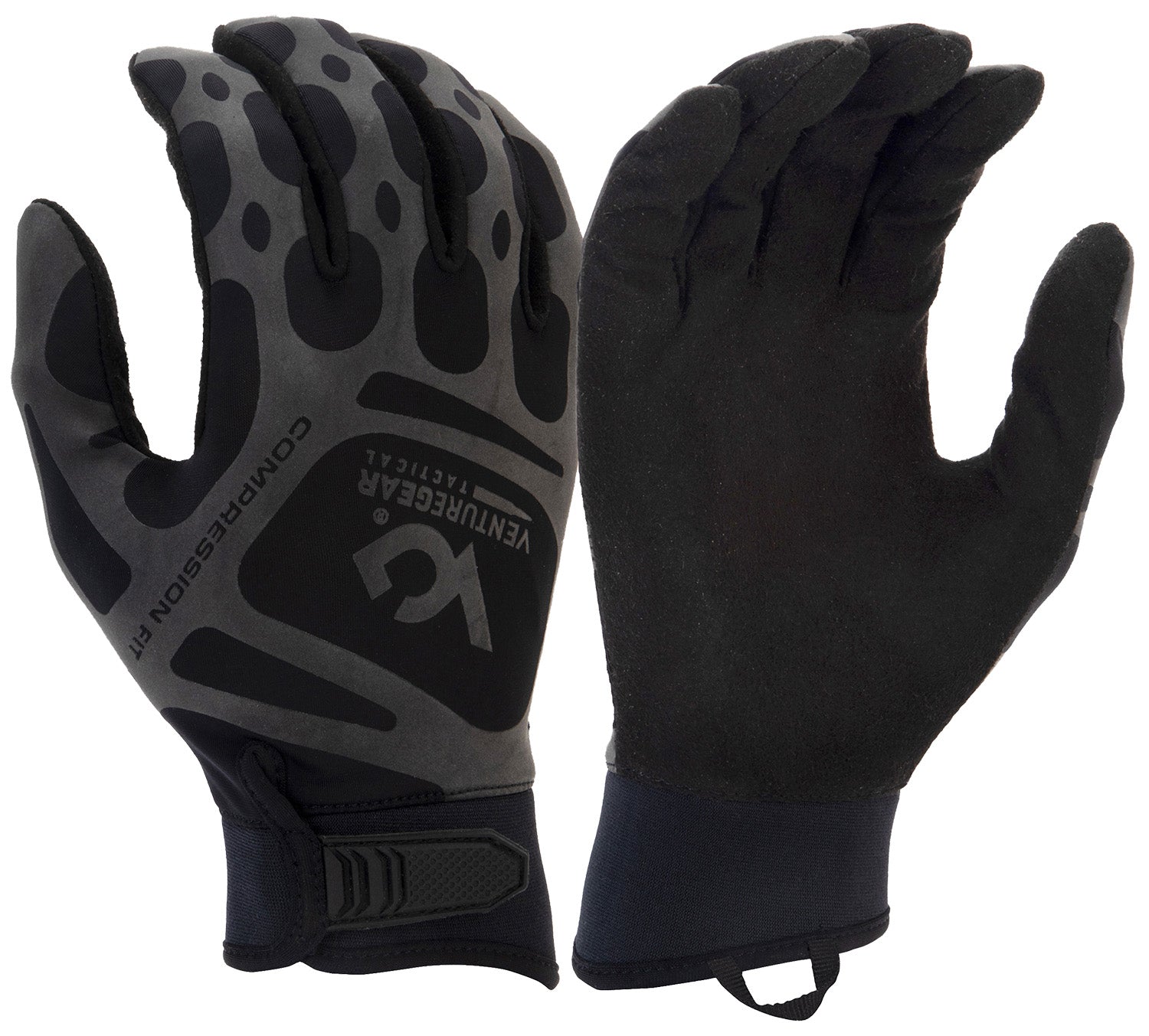 Pyramex VGTG10BX2 Compression Training Gloves Black Synthetic Leather XXL with Hook & Loop Closure