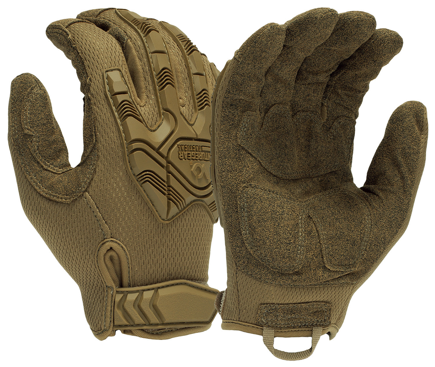 Pyramex VGTG40TXL Heavy-Duty Impact Operator Gloves Brown Synthetic Leather XL Hook & Loop