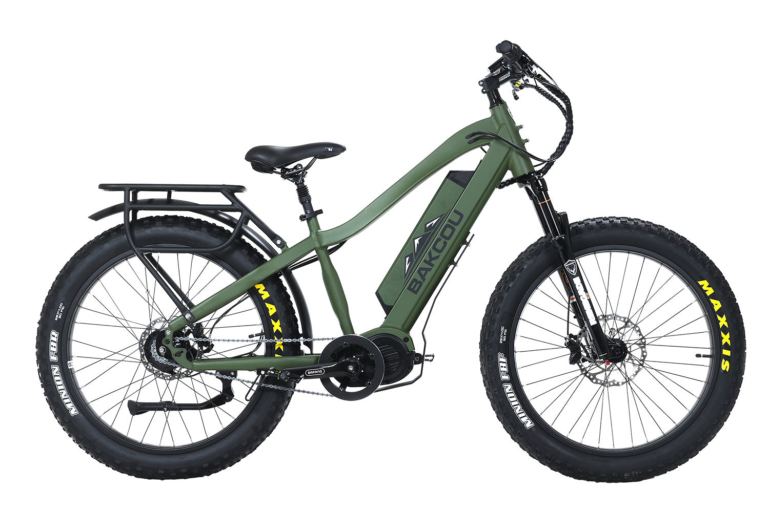Bakcou Mule Jager Electric Fat Tire Bike Matte Army Green 18" Frame Rohloff E-14 Speed Hub Bafang M620 Ultra Motor 35+ mph