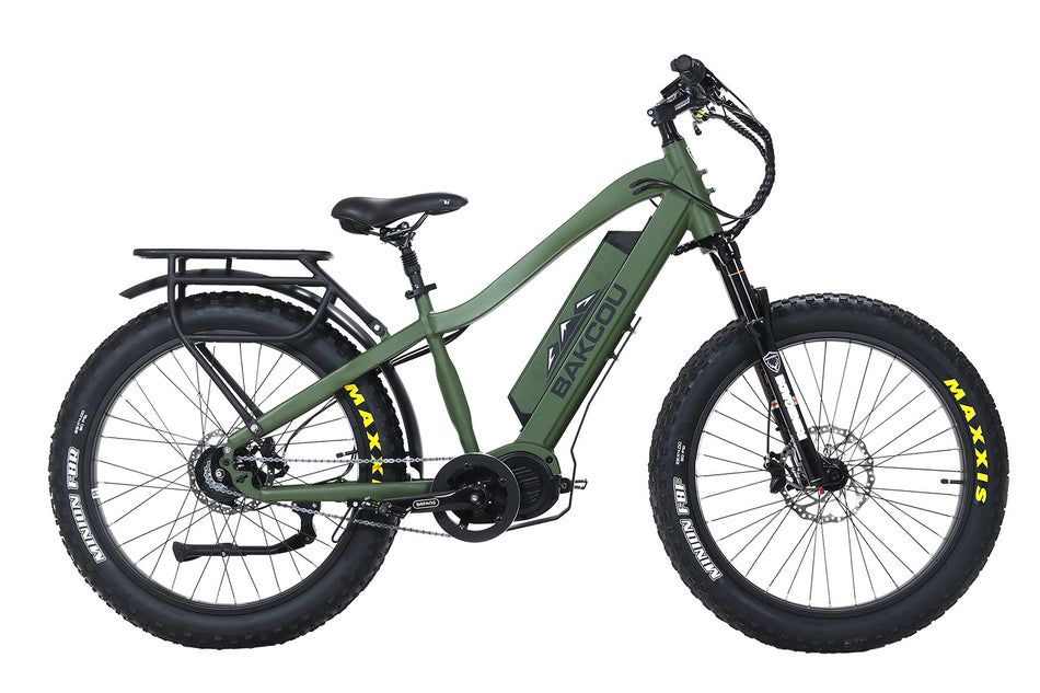 Bakcou Mule Jager Electric Fat Tire Bike Matte Army Green 18" Frame Rohloff E-14 Speed Hub Bafang M620 Ultra Motor 35+ mph