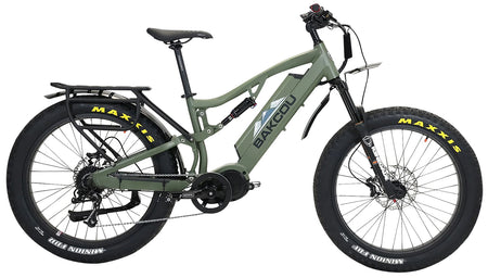 Bakcou Storm 25 Medium Full-Suspension Fat Tire E-Bike Matte Army Green 17" Frame Sram 9sp Bafang M620 Ultra Motor