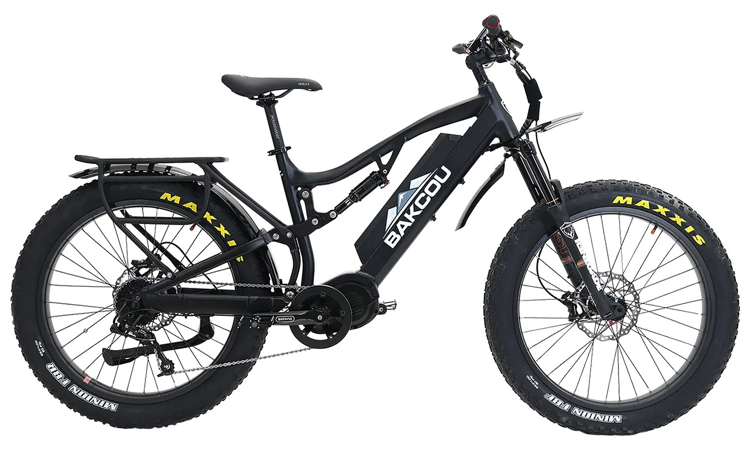 Bakcou Storm 25 Large Full-Suspension Fat Tire E-Bike Matte Black 19" Frame Sram 9sp Bafang M620 Ultra Motor