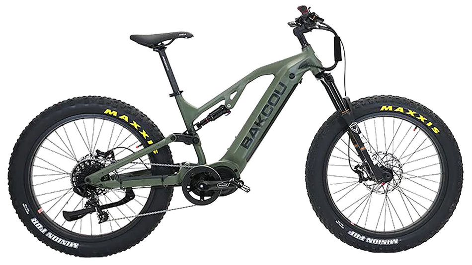 Bakcou Scout Large Fat Tire E-Bike Matte Army Green 19" Frame Sram NX 11-Speed Bafang Ultra Mid-Drive Motor