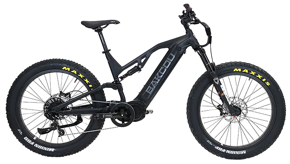Bakcou Scout Large Fat Tire E-Bike Matte Black 19" Frame Sram NX 11-Speed Bafang Ultra Mid-Drive Motor