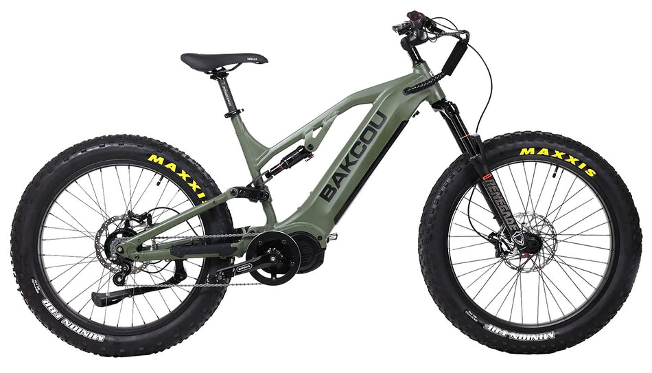 Bakcou Scout Jager Fat Tire E-Bike Matte Army Green 19" Frame Rohloff E-14 Speed Hub Bafang Ultra Mid-Drive Motor