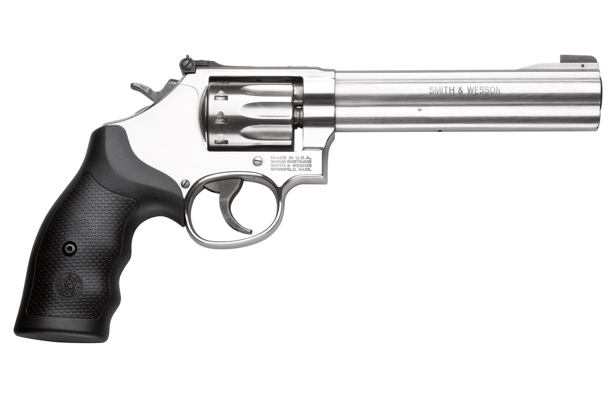 Smith & Wesson 160578 Model 617 *CA Compliant 22 LR Stainless Steel 6" Barrel & 10 Shot Cylinder, Satin Stainless Steel K-Frame, Black Polymer Grip,Internal Lock