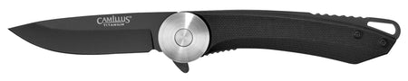 Camillus 19640 Cirque 2.75" Folding Drop Point Black AUS-8 Titanium Blade, Black G10 Handle
