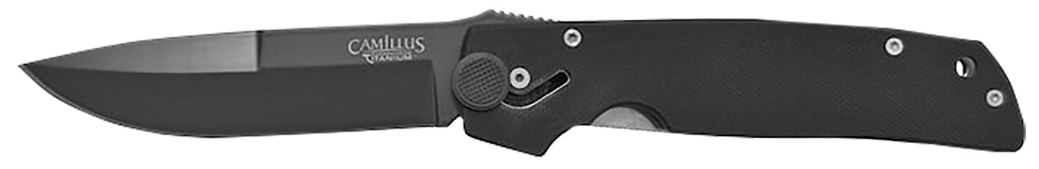 Camillus 18533-003 Cuda 3.75" Fixed Drop Point Black AUS-8 Titanium Blade, Black G10 Handle