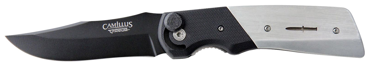 Camillus 19080 Cuda Bolt 3.75" Folding Drop Point Black Carbonitride Titanium AUS-8A Blade, Aluminum/G10 Handle