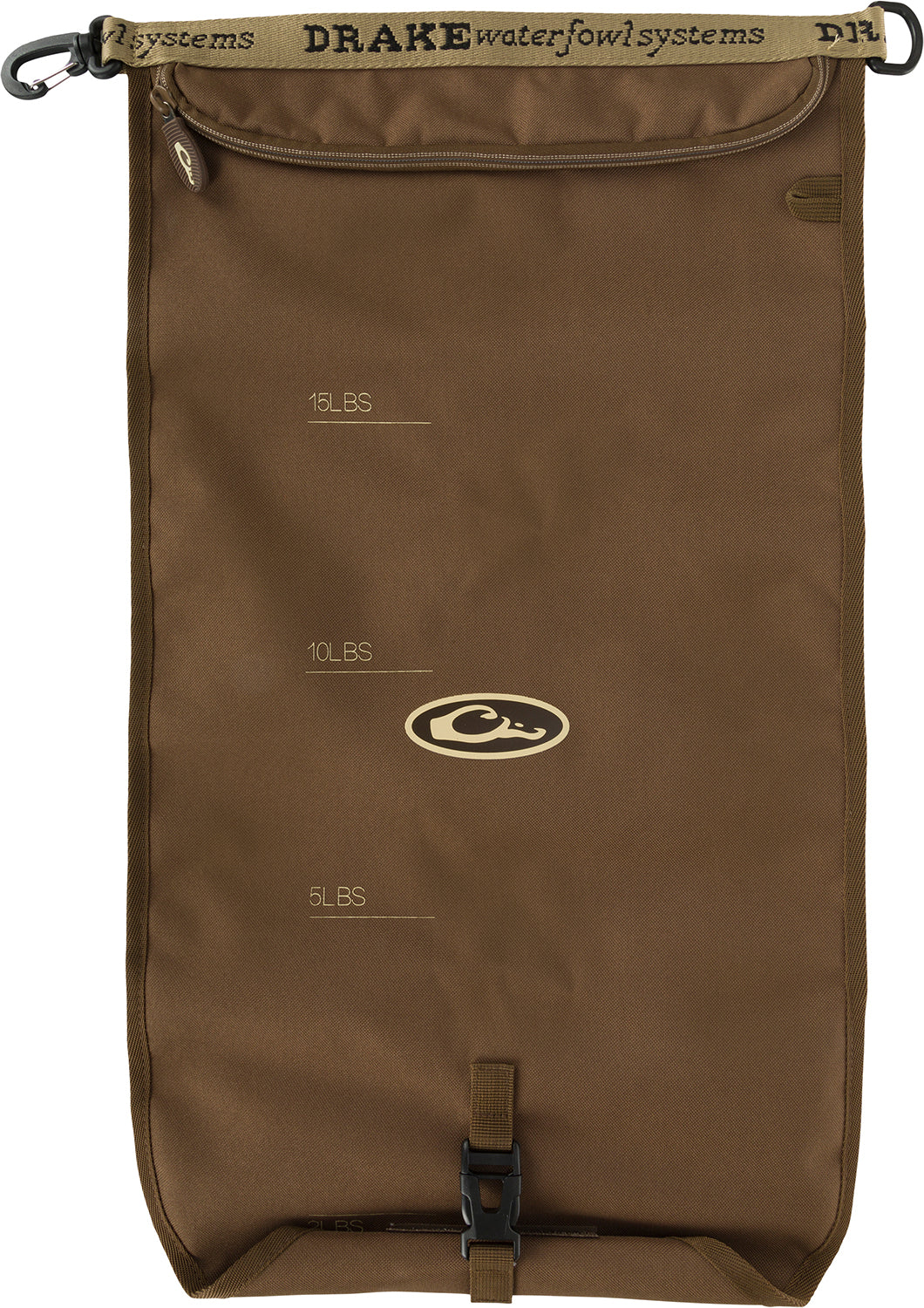 Drake Waterfowl GD8000BRN Gun Dog Travel Food Bag Brown 600D Polyester with Draw String Closure