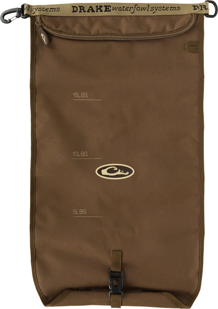 Drake Waterfowl GD8000BRN Gun Dog Travel Food Bag Brown 600D Polyester with Draw String Closure