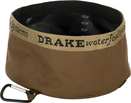 Drake Waterfowl GD8100BRN Gun Dog Travel Food & Water Bowl Brown 600D Polyester