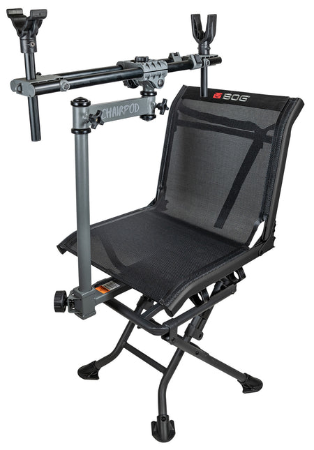 Bog-Pod 1100475 ChairPod Chair with Rotating Gun Mount 4 Legs Black Aluminum 41" Max Height