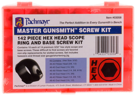 Lyman 03058 Master Gunsmith Hex Head Ring & Base Screw Kit 142 Pieces Hardened Steel