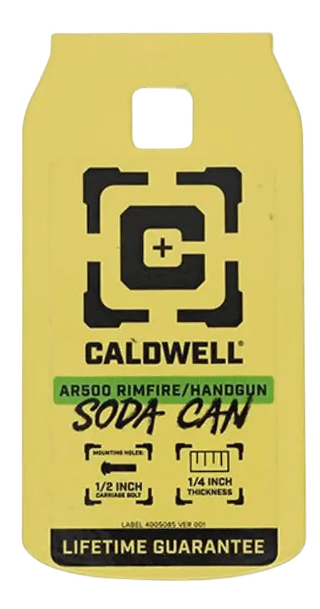 Caldwell 4002314 Rimfire/Handgun AR500 Steel Soda Can Shape Target Yellow 1/4" Thick