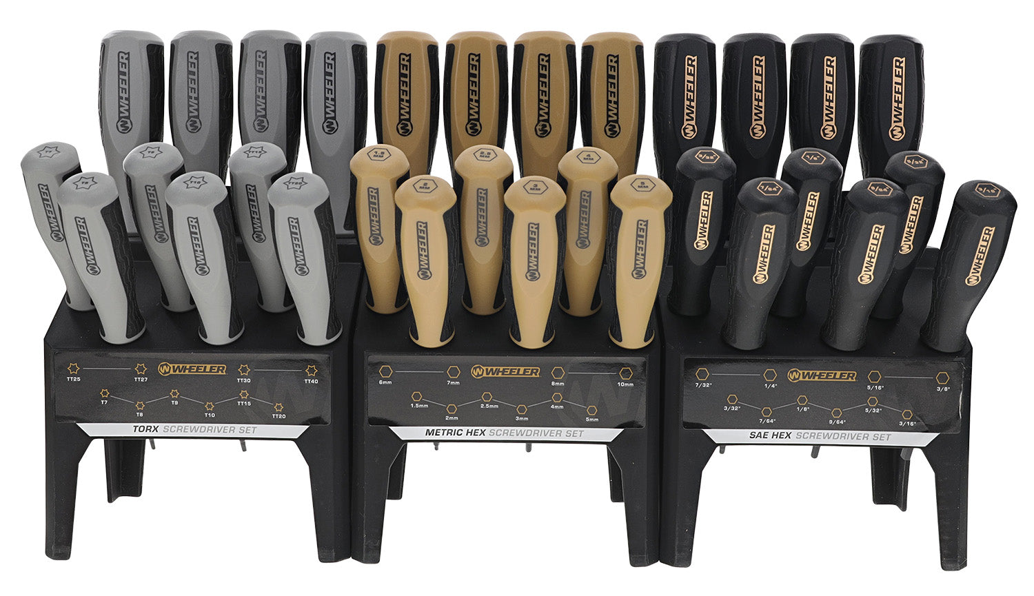 Wheeler 4002882 30-Piece Hex/Torx Benchtop Screwdriver Set, Rubber Handle