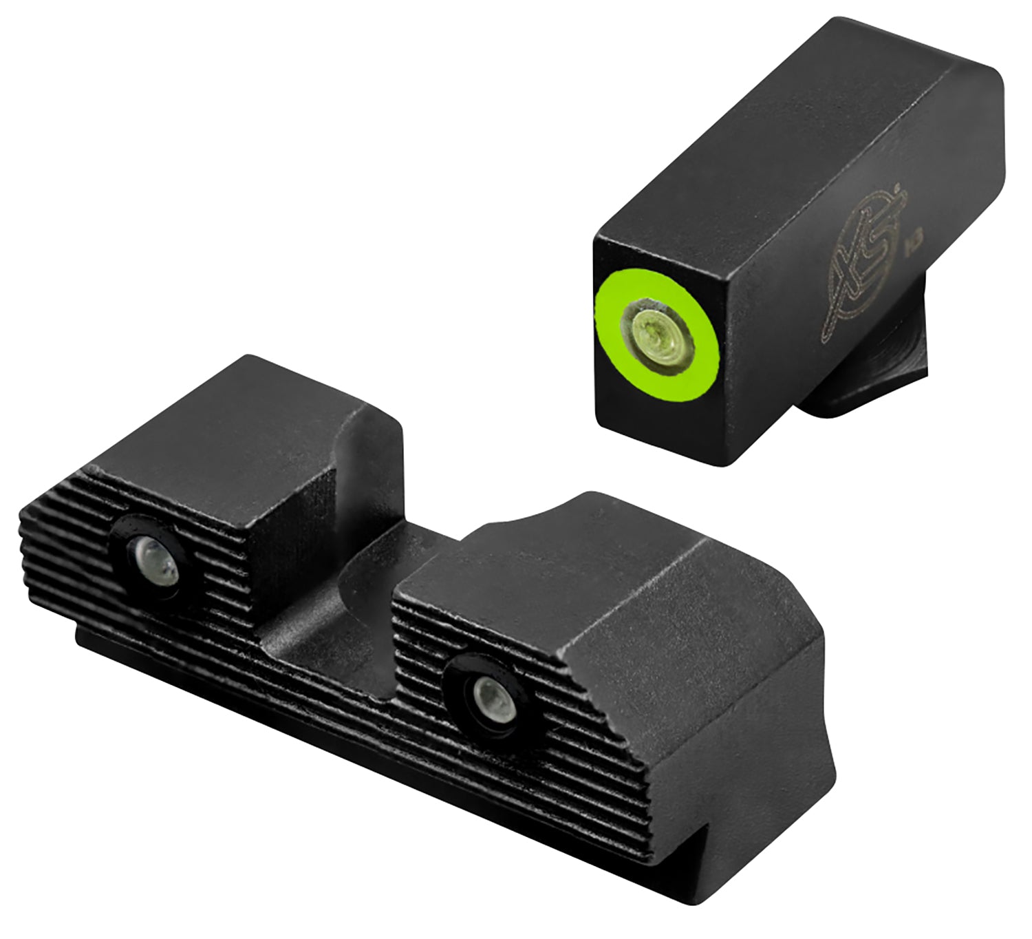 XS Sights GLR201P6G R3D 2.0 Night Sights for Glock Green Outline Green Tritium Front and Rear