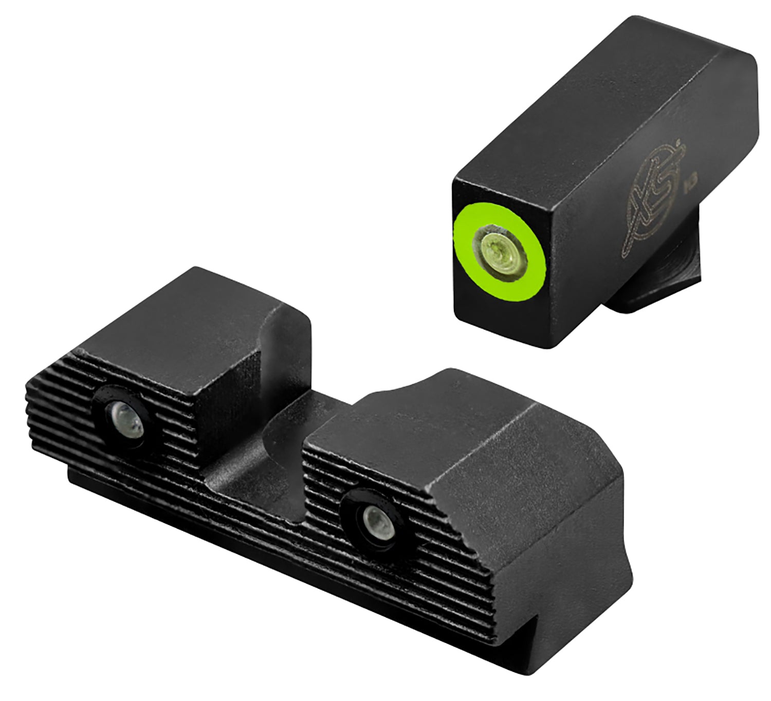 XS Sights GLR203P6G R3D 2.0 Night Sights for Glock Green Outline Front Green Tritium Rear